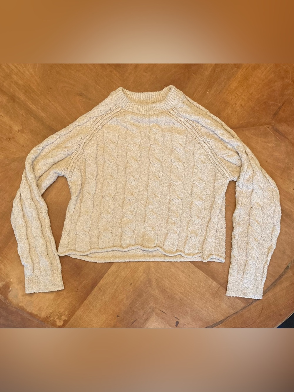 Size 13-14 Girls or Size XS women’s Zara Cream Cable-Knit Crew Sweater
